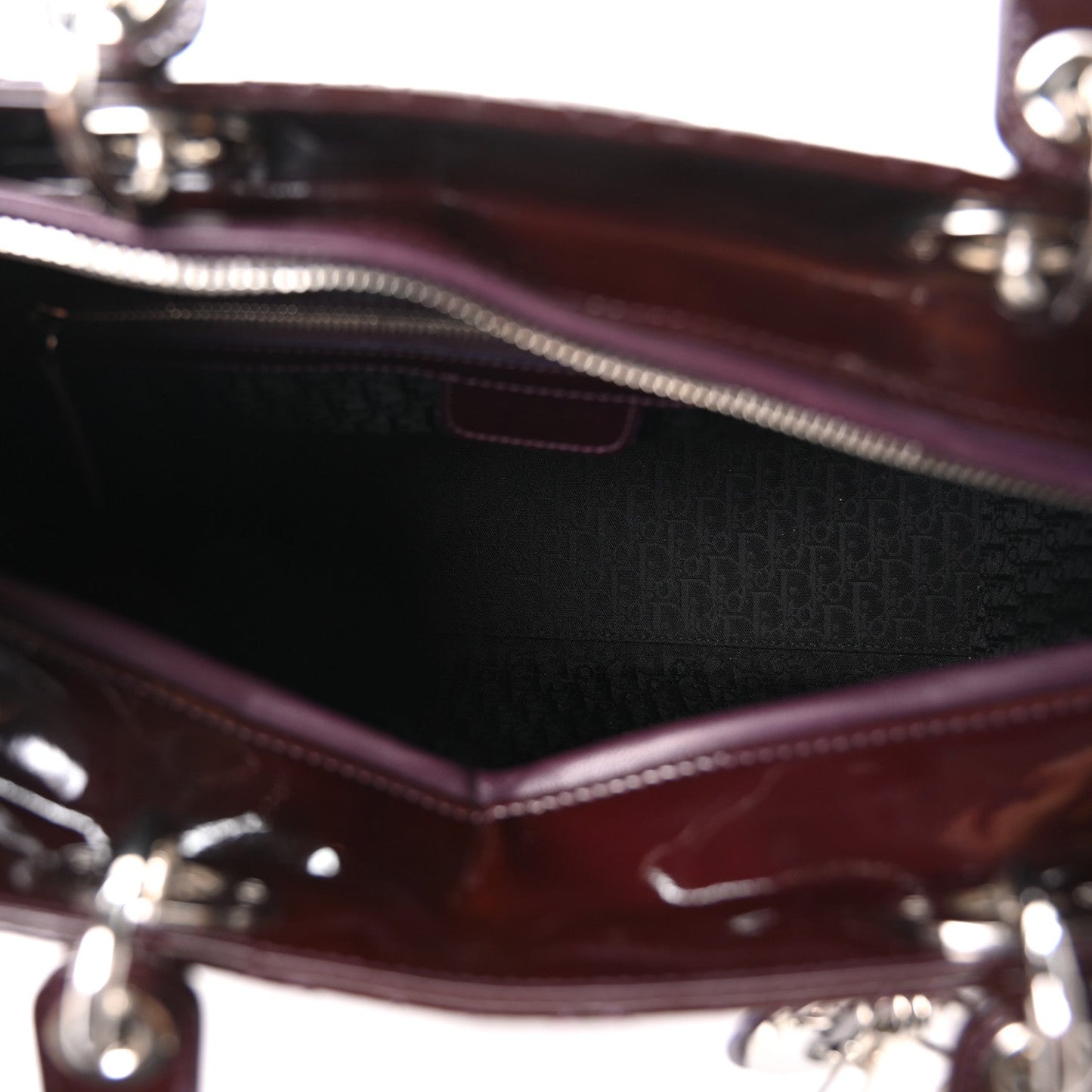 Patent Cannage Large Lady Dior Burgundy