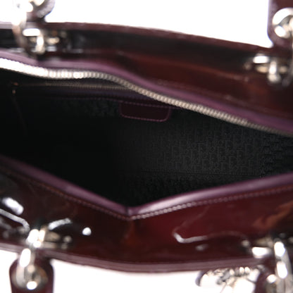Patent Cannage Large Lady Dior Burgundy