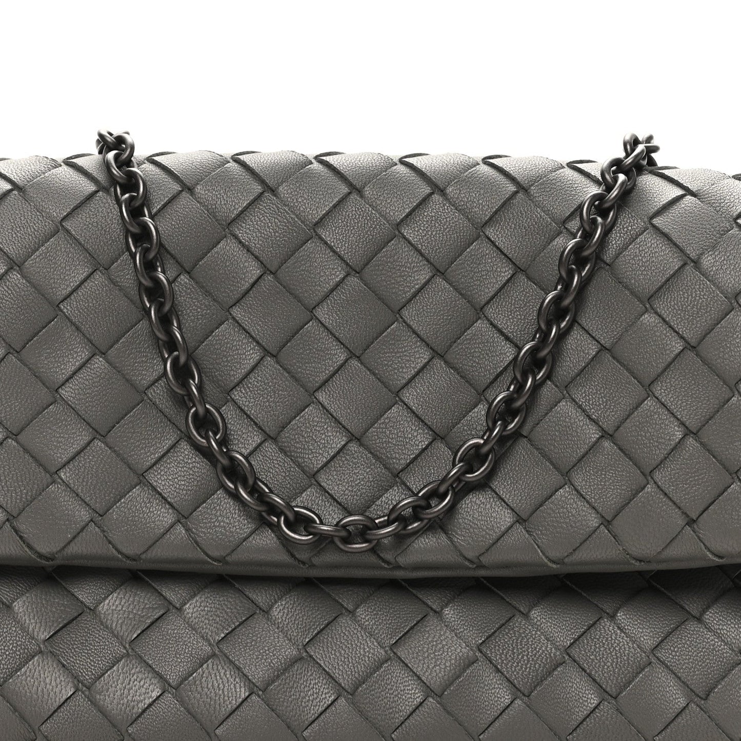 Nappa Intrecciato Small Chain Crossbody Light Grey