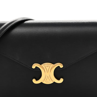Shiny Calfskin Triomphe Margo Wallet on Chain Black