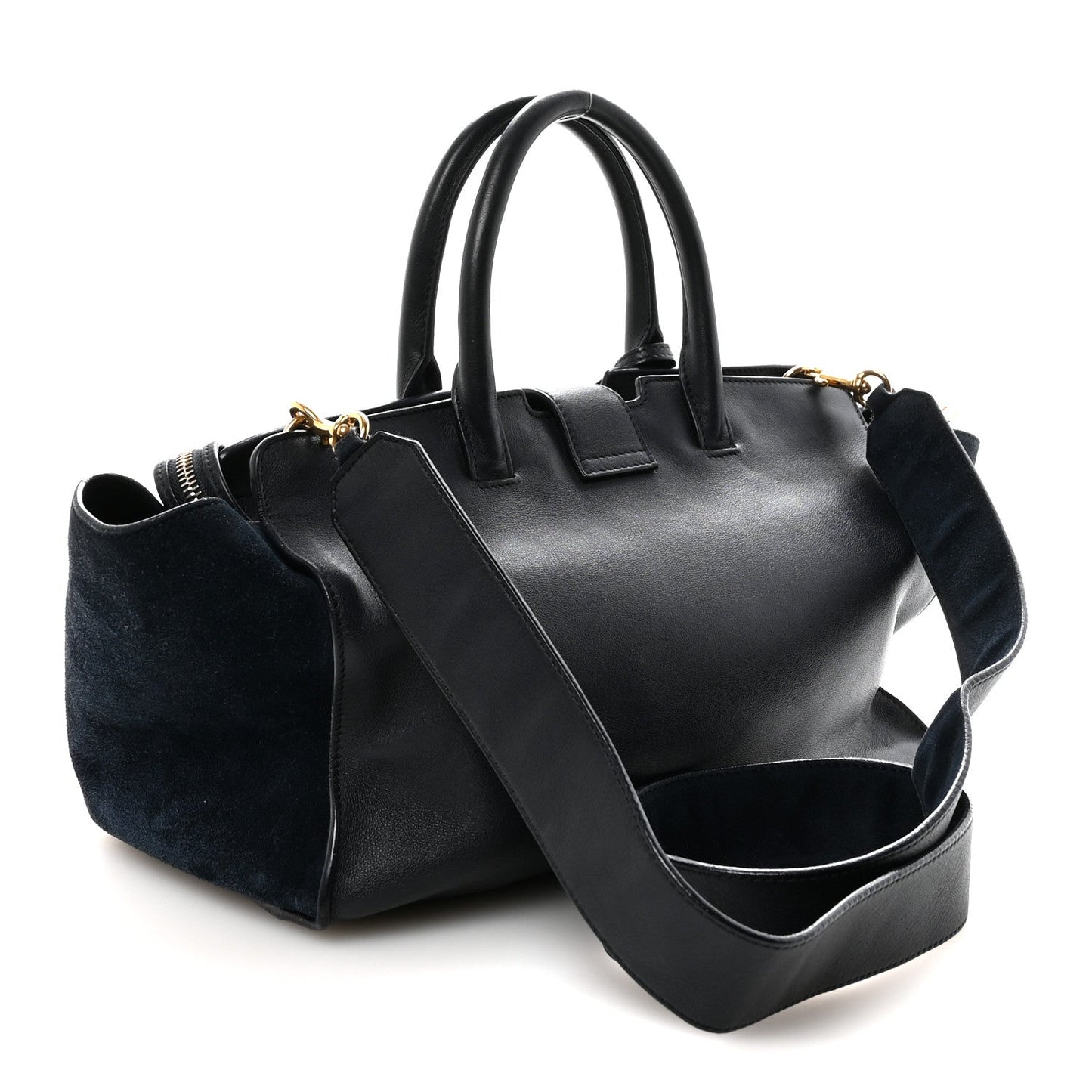 Calfskin Suede Small Monogram Downtown Cabas Navy Blue