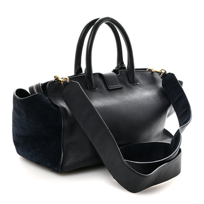 Calfskin Suede Small Monogram Downtown Cabas Navy Blue