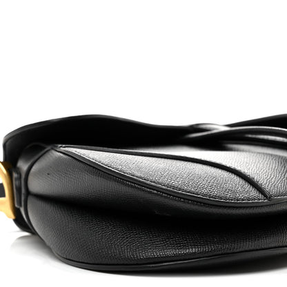 Grained Calfskin Saddle Bag Black