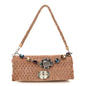 Velvet Matelasse Crystal Chain Shoulder Bag Cammeo