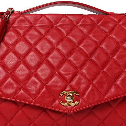 Lambskin Quilted Single Flap Red