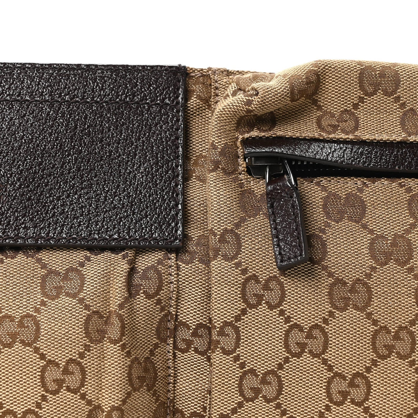 GG Monogram Web Double Pocket Belt Bag Dark Brown