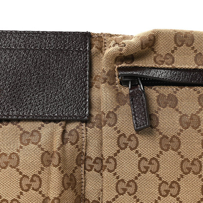 GG Monogram Web Double Pocket Belt Bag Dark Brown