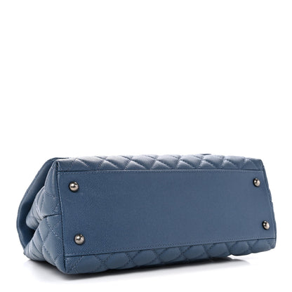 Caviar Quilted Small Coco Handle Flap Blue