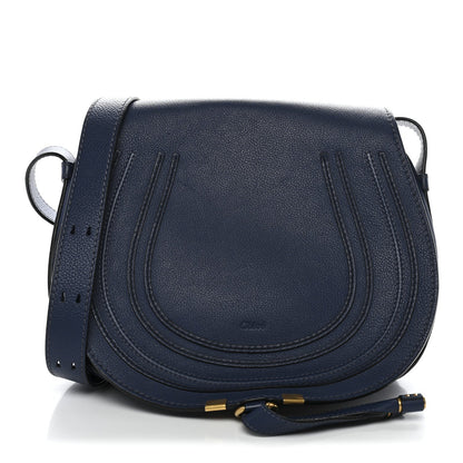 Calfskin Medium Marcie Round Crossbody Bag Navy