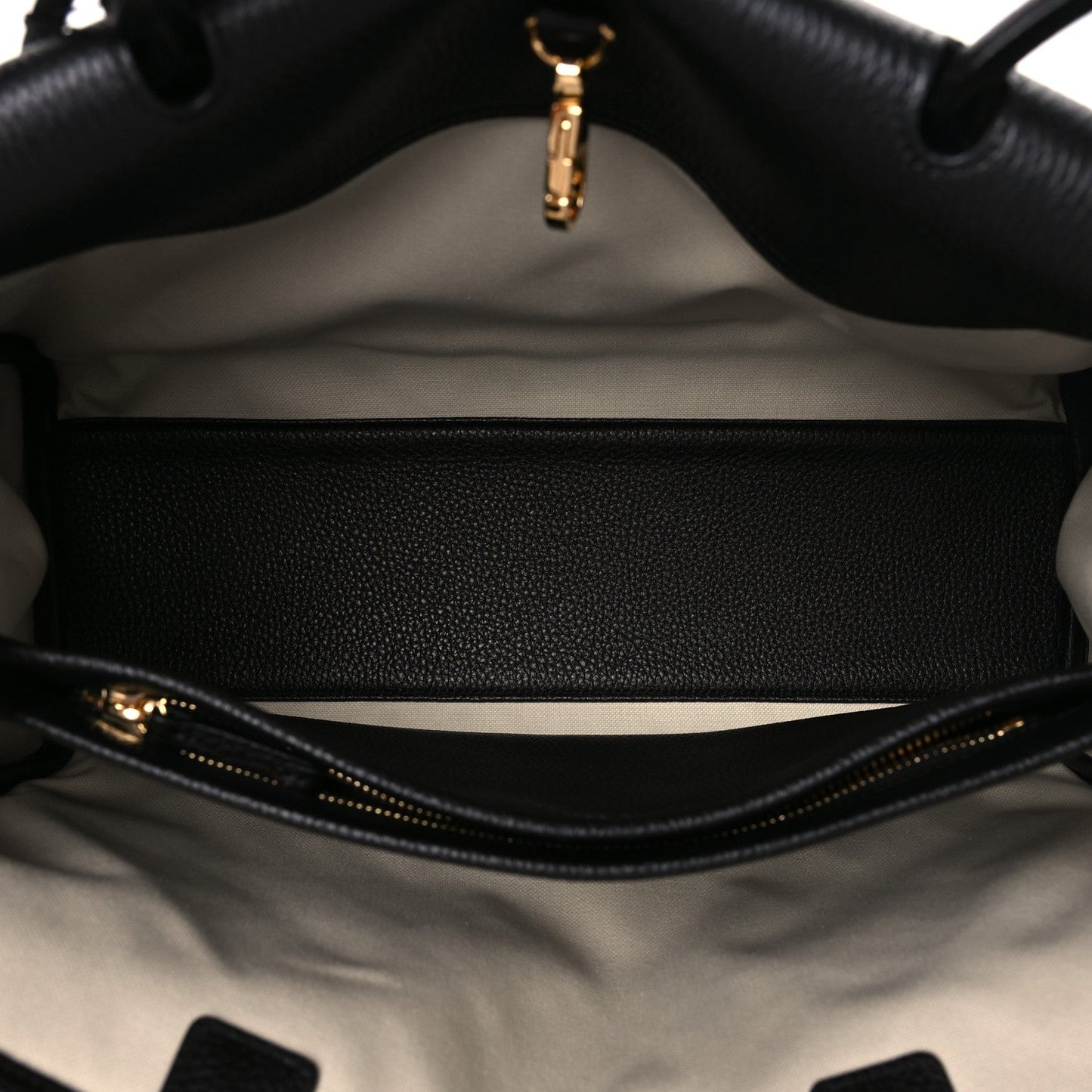 Grained Calfskin Suede Urban Essentials Large Shopping Bag  Dark Beige Black