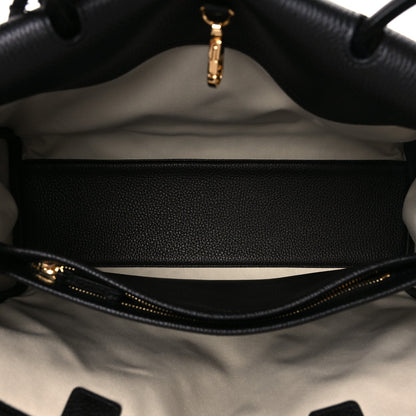 Grained Calfskin Suede Urban Essentials Large Shopping Bag  Dark Beige Black