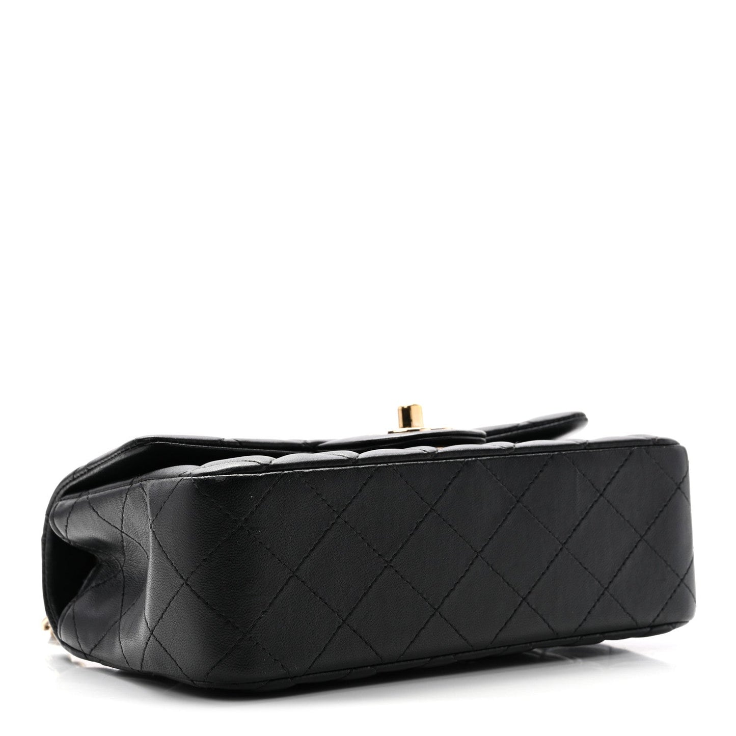 Lambskin Quilted Mini Rectangular Flap Black