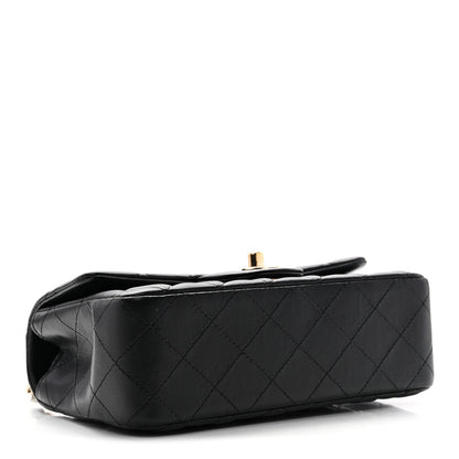 Lambskin Quilted Mini Rectangular Flap Black