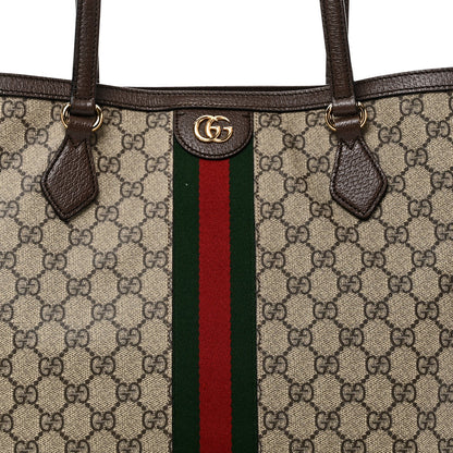 GG Supreme Monogram Medium Ophidia Shopping Tote Brown