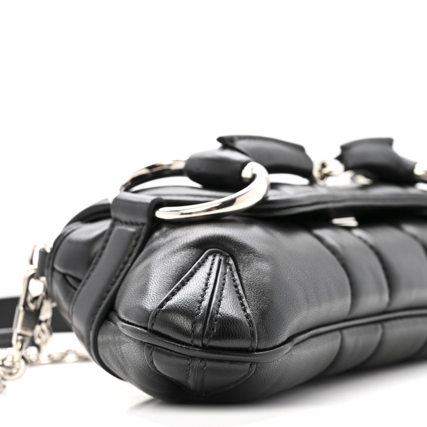 Nappa Vertical Matelasse Small Maxi Horsebit Chain Shoulder Bag Black