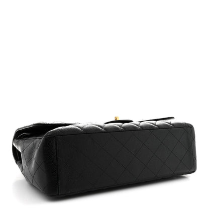 Caviar Quilted Maxi Double Flap Black