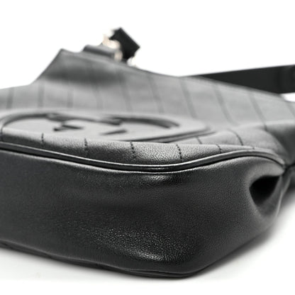 Sakai Be Green Calfskin Diagonal Stitched Small Blondie Tote  Black