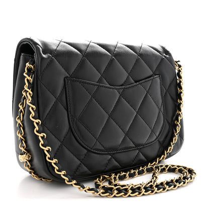 Lambskin Quilted CC Medium Dynasty Flap Black