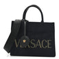 Canvas Studded Small Logo Tote Bag Black