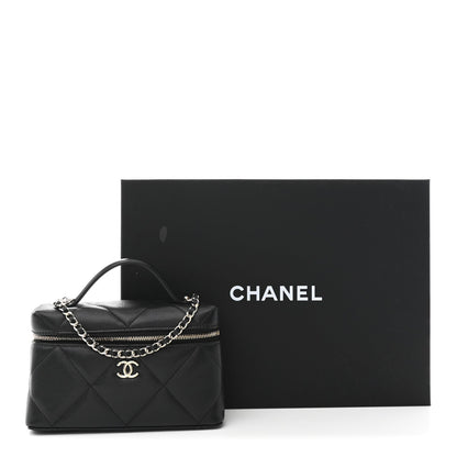 Caviar Quilted Top Handle Slim Vanity With Chain Black
