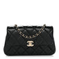 Lambskin Quilted Rectangular Phone Holder Clutch With Chain Black