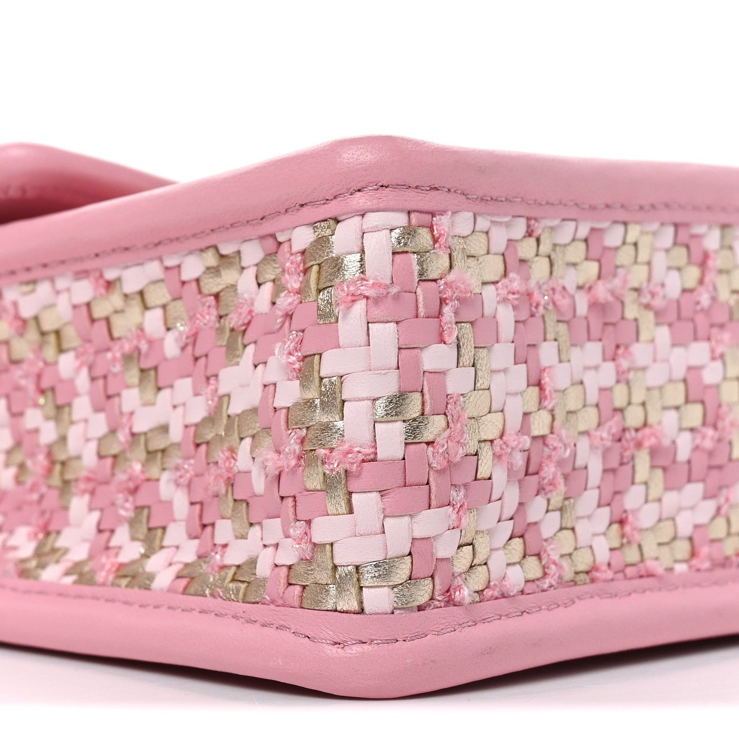 Metallic Lambskin Viscose Woven Flap Pink Gold