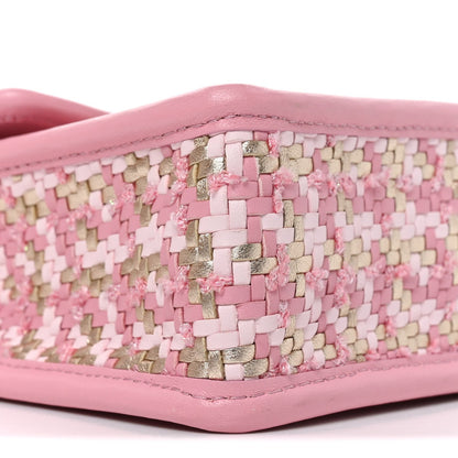 Metallic Lambskin Viscose Woven Flap Pink Gold