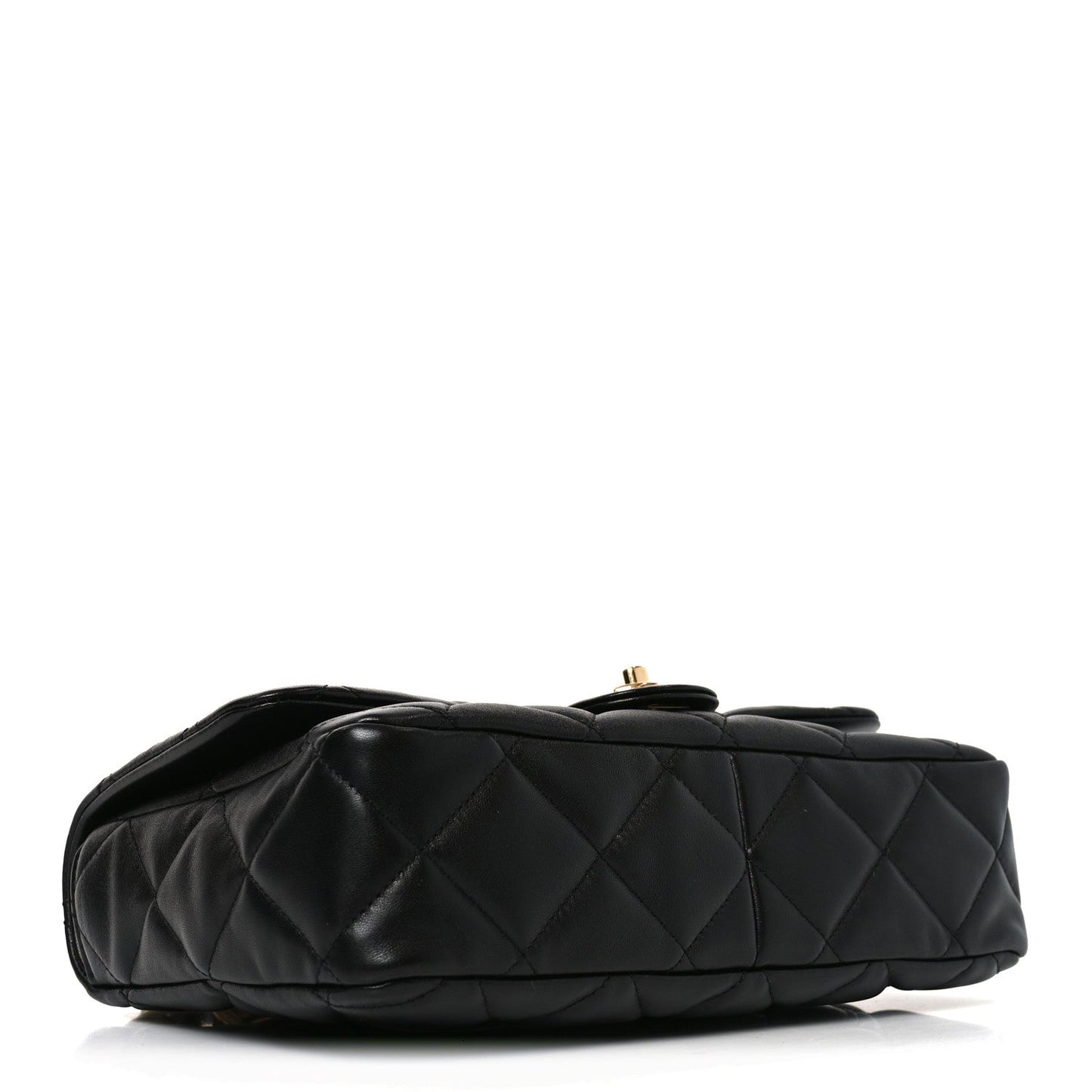 Lambskin Quilted Large CC Funky Town Flap Black