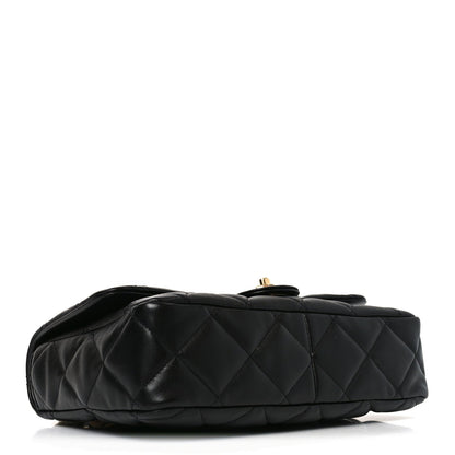 Lambskin Quilted Large CC Funky Town Flap Black