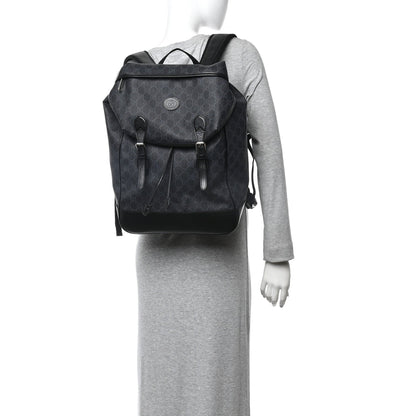 GG Supreme Monogram Azalea Calfskin Medium Retro Interlocking G Backpack Black