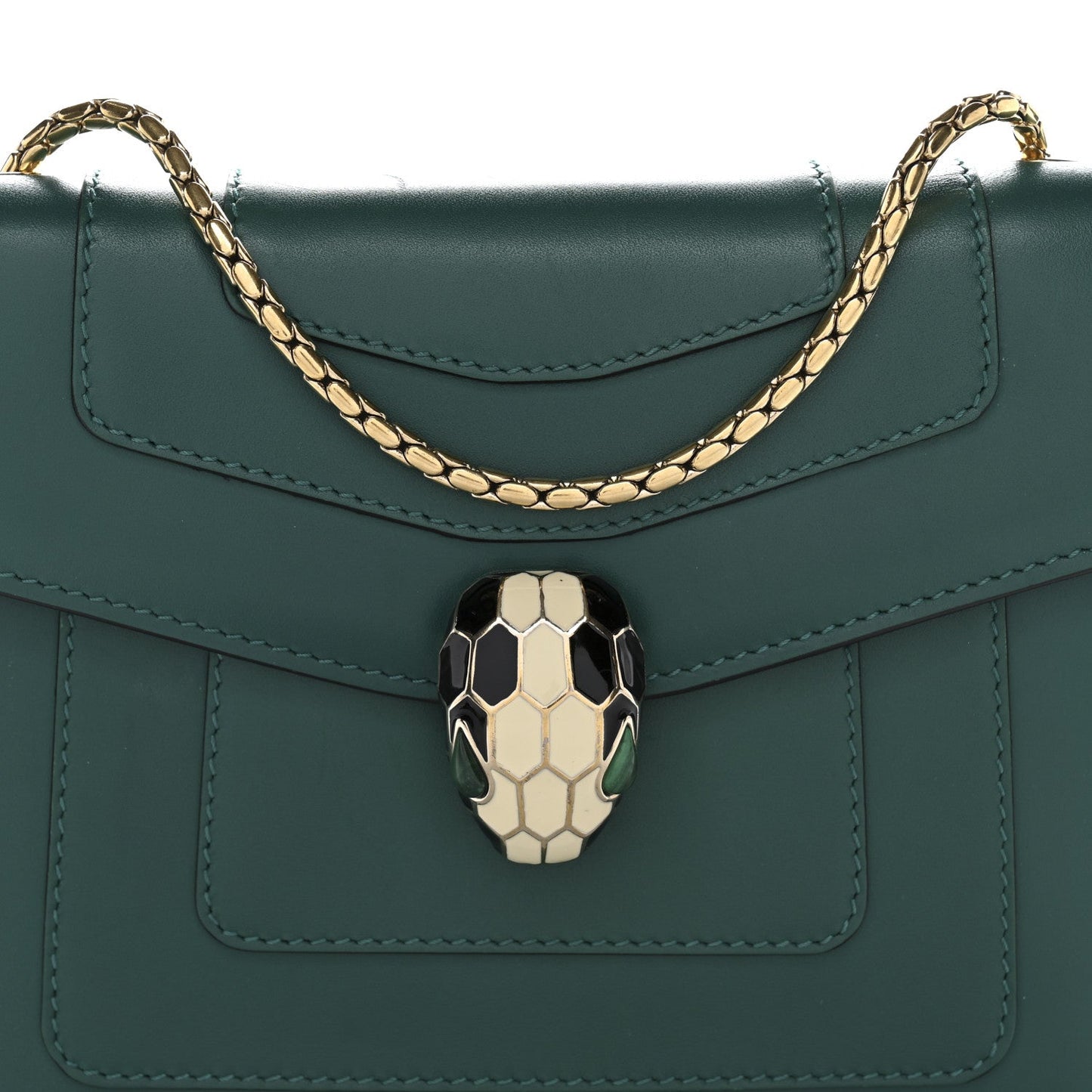 Calfskin Small Serpenti Forever Snake Strap Crossbody Bag Emerald Green