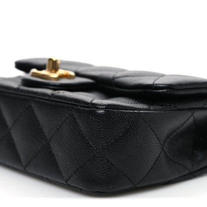 Caviar Quilted Mini Sweetheart Rectangular Flap Black