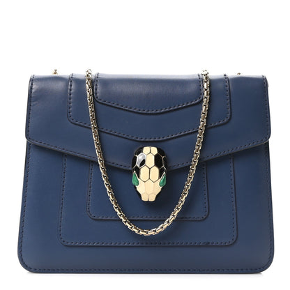 Calfskin Small Serpenti Forever Snake Strap Crossbody Bag Blue