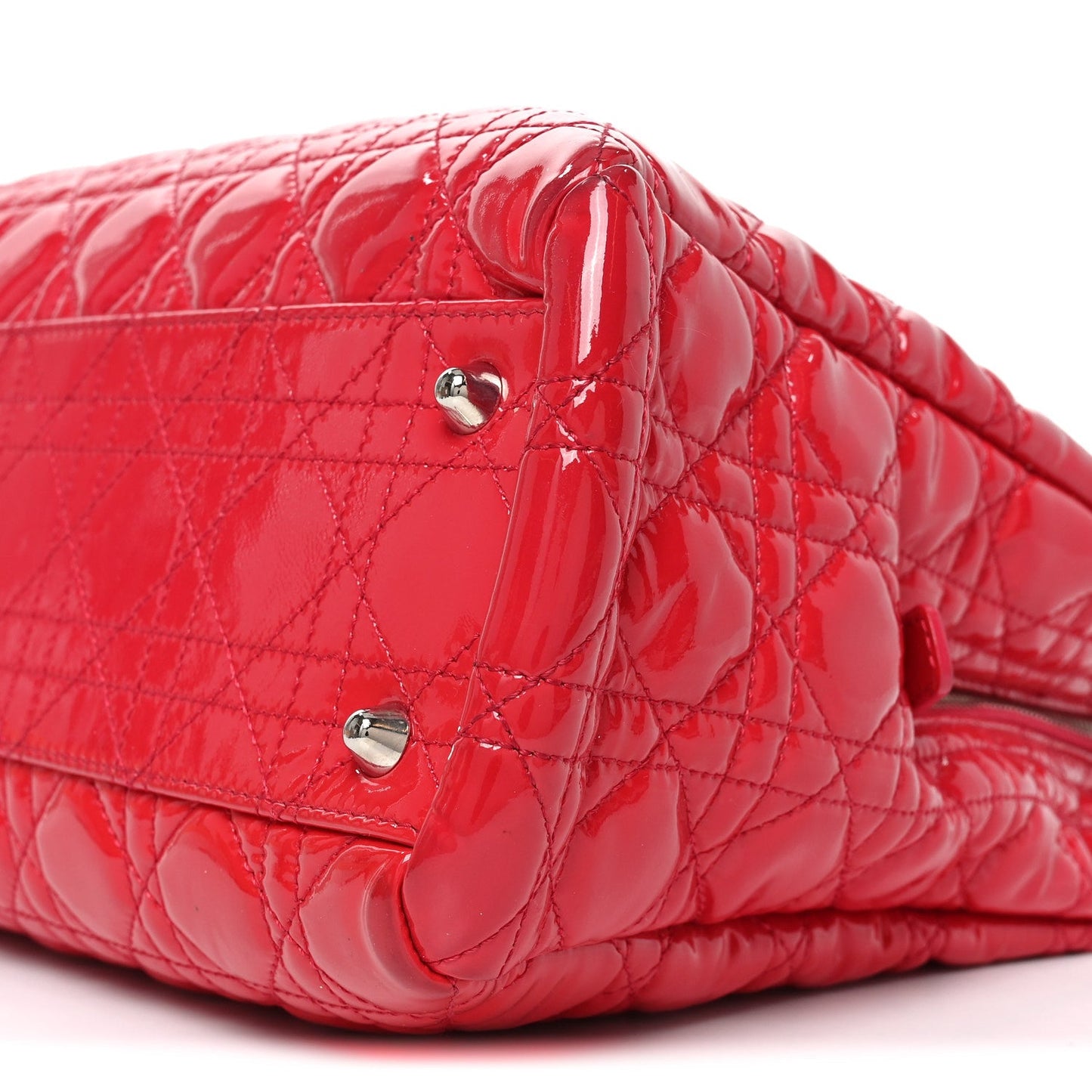 Patent Cannage Large Dior Soft Shopping Tote Red