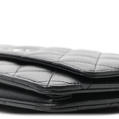 Lambskin Quilted Wallet On Chain WOC Black