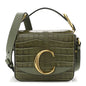 Calfskin Crocodile Embossed Mini C Double Carry Misty Forest