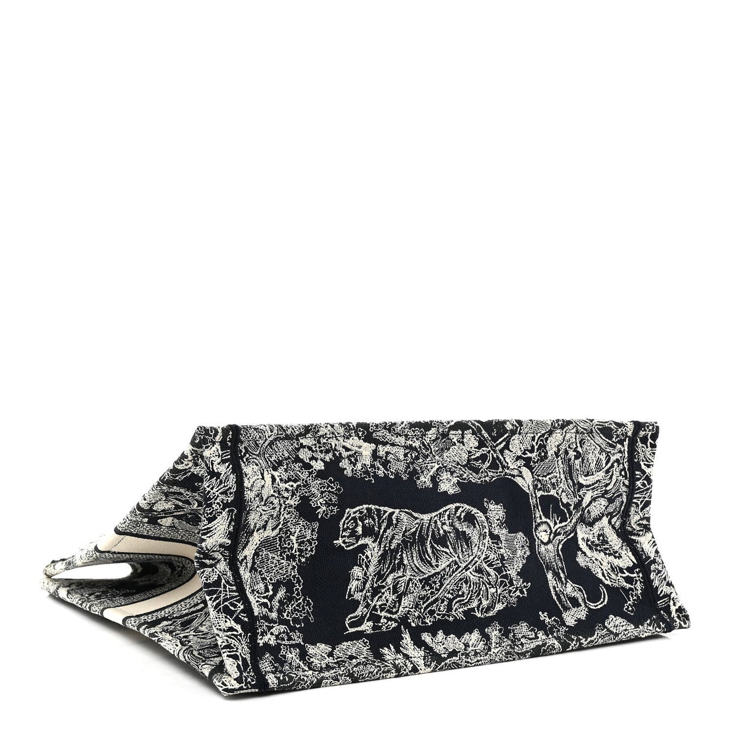 Canvas Embroidered Large Toile De Jouy Reverse Book Tote Blue