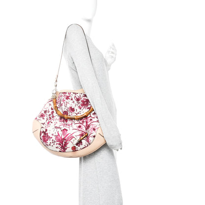 Canvas Floral Flora Peggy Bamboo Top Handle Hobo