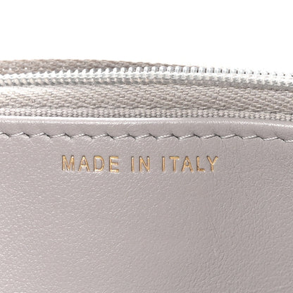 Caviar Quilted Studded CC Wallet On Chain WOC Grey