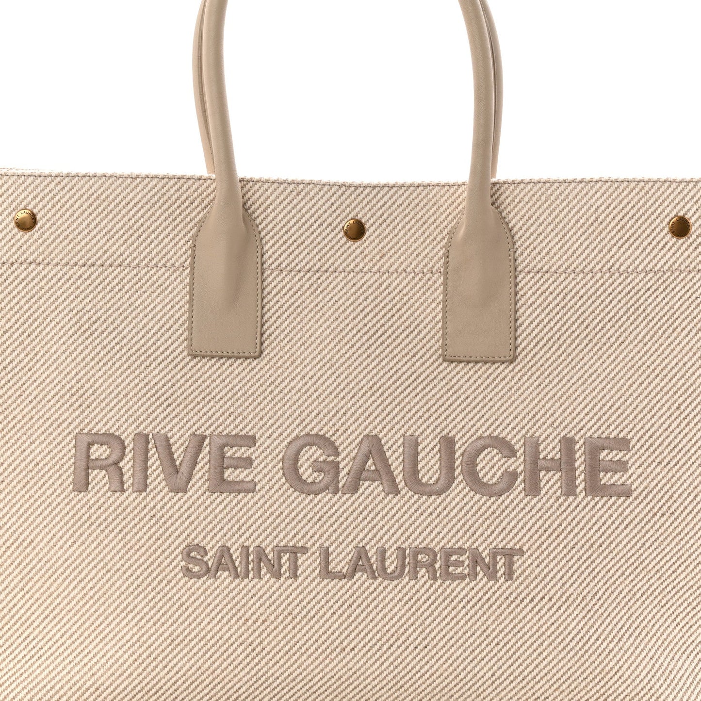 Linen Calfskin Rive Gauche Tote Beige Sea Salt