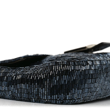 Satin Beaded Baguette Blue Brown