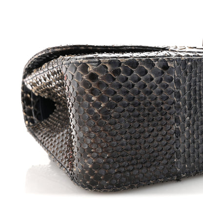 Metallic Snakeskin Jumbo Double Flap Blue