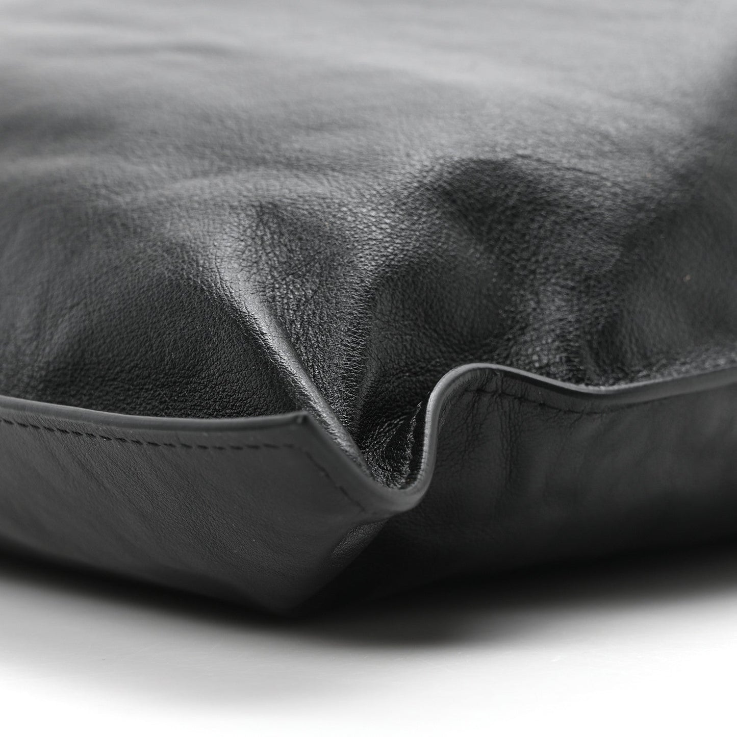 Calfskin Flat Drawstring Tote Black