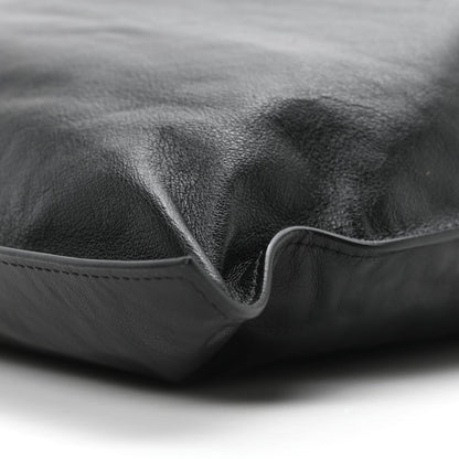 Calfskin Flat Drawstring Tote Black