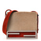 Calf Hair Bicolor Mini Front Buckle Shoulder Bag Light Brown Orange
