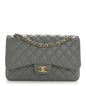 Caviar Quilted Jumbo Double Flap Grey