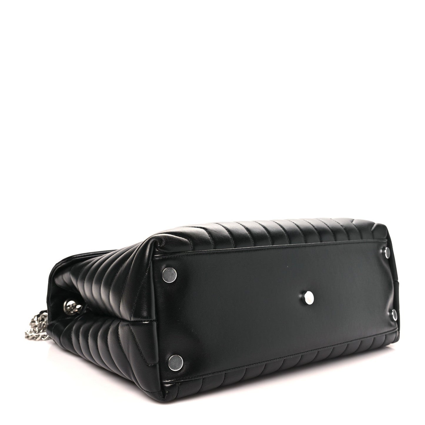 Calfskin Y Quilted Monogram Large Loulou Chain Satchel Black