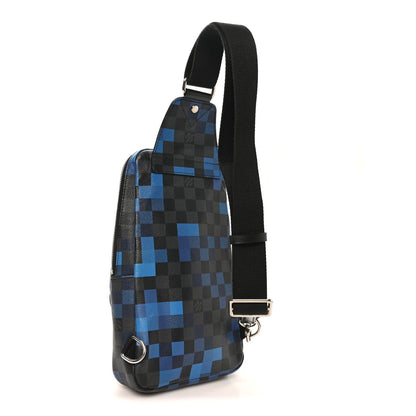 Damier Graphite Pixel Avenue Sling Backpack Blue