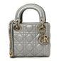 Lambskin Cannage Mini Lady Dior Gray Opaline