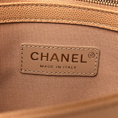 Caviar Quilted Small Top Handle Flap Beige